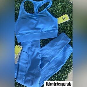 all in motion Blue Athletic Crop Top & Leggings Set